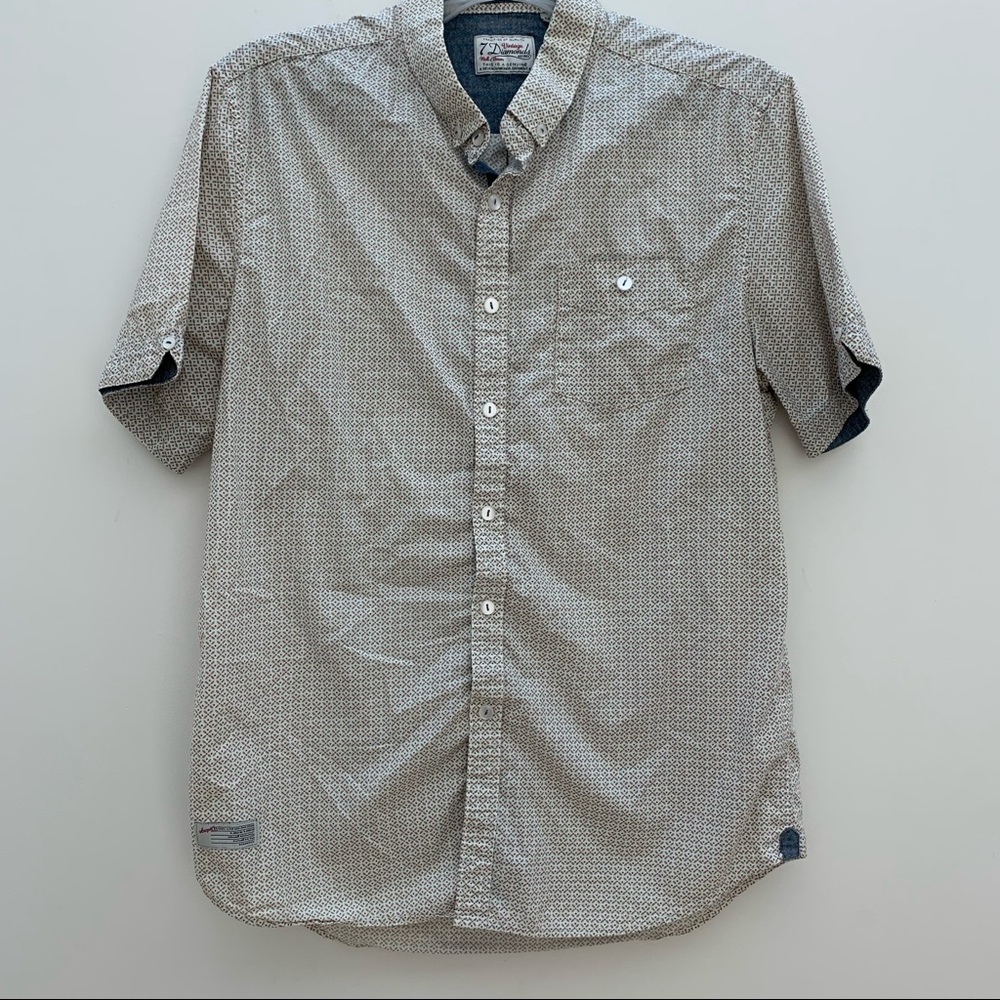 VTG Seven Diamonds Graphic Floral Patterned Button Down Collared Shirt M